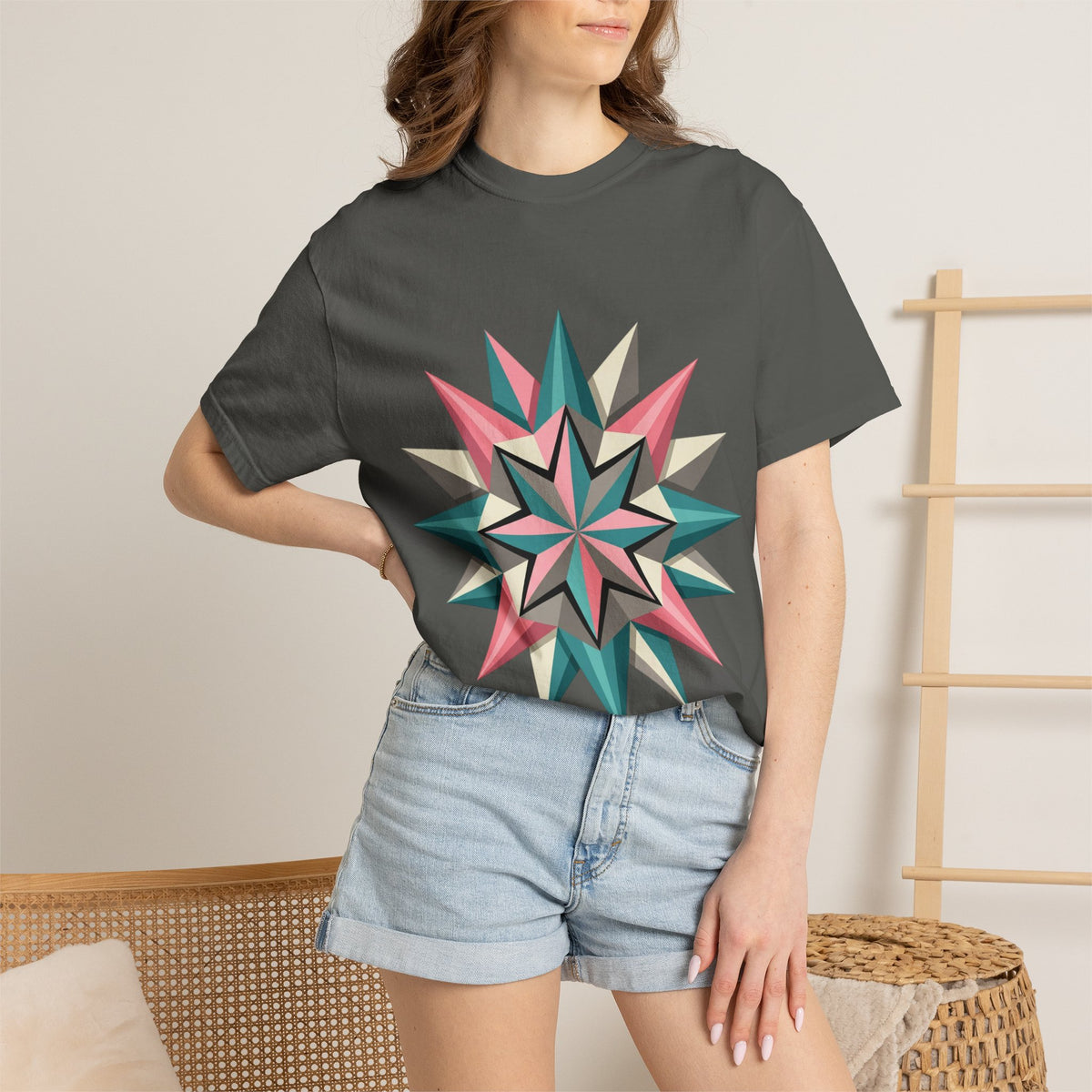 Geometric Starburst Graphic T-Shirt