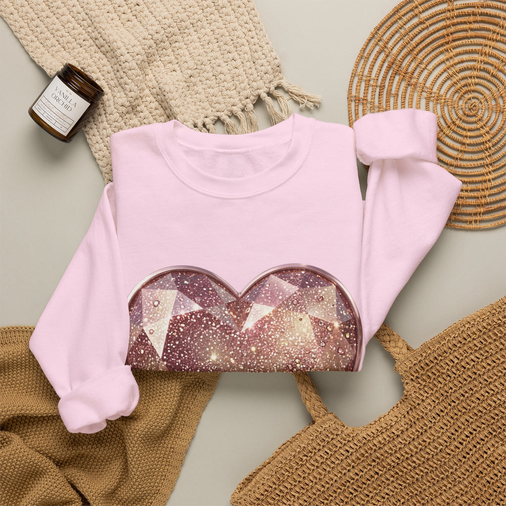 Glitter Gem Heart Sweatshirt — Sparkling Pink Heart Crewneck
