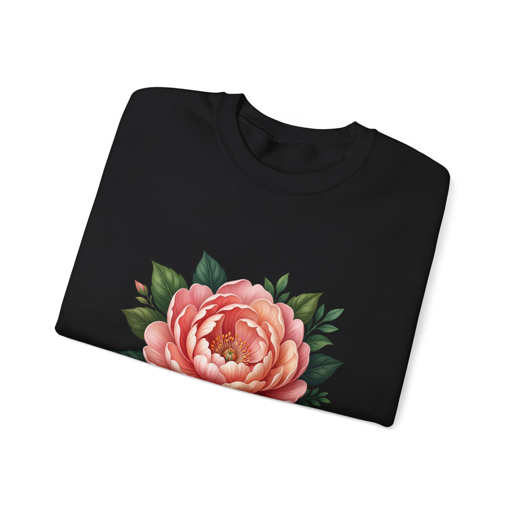 Floral Peony Crewneck Sweatshirt — Vintage Pink Flower Pullover