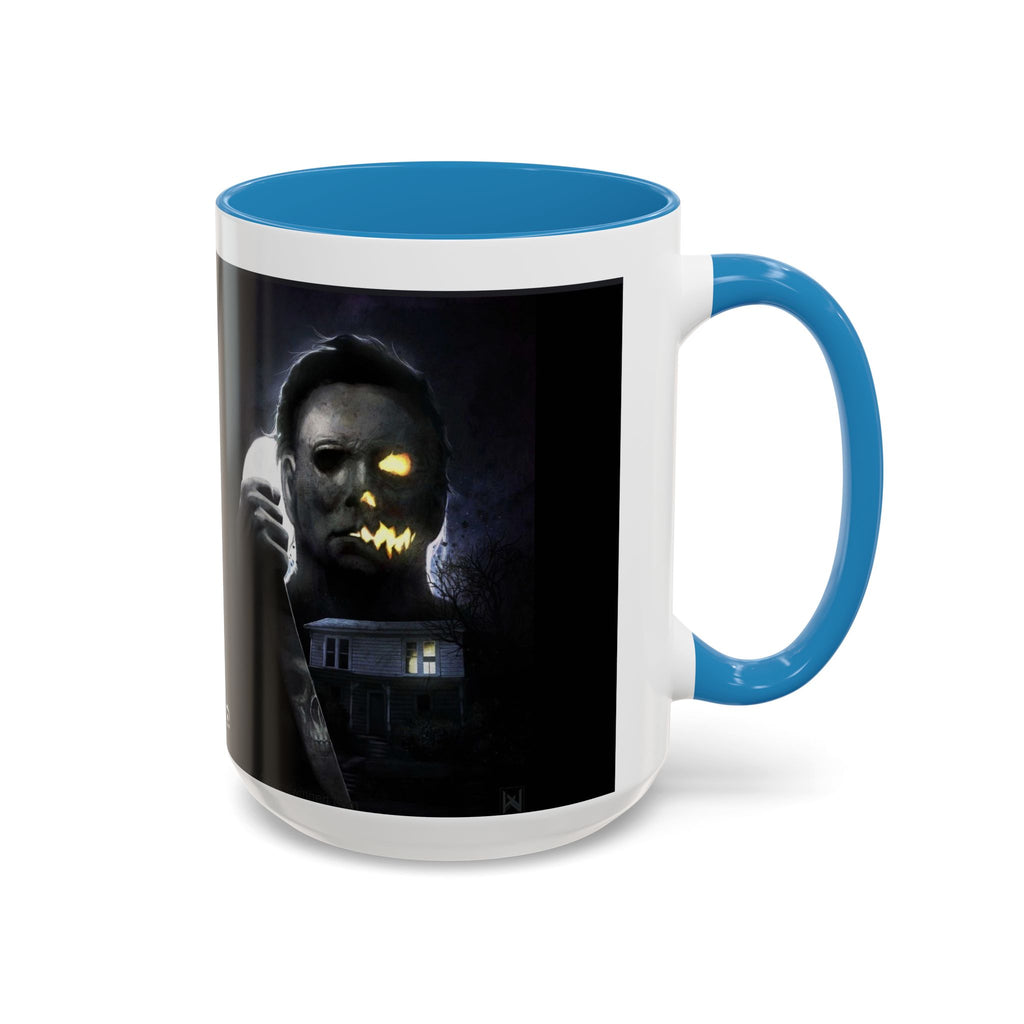 Halloween Michael Myers Accent Coffee Mug — Spooky Horror Movie Jack-O'-Lantern Face (11/15oz)