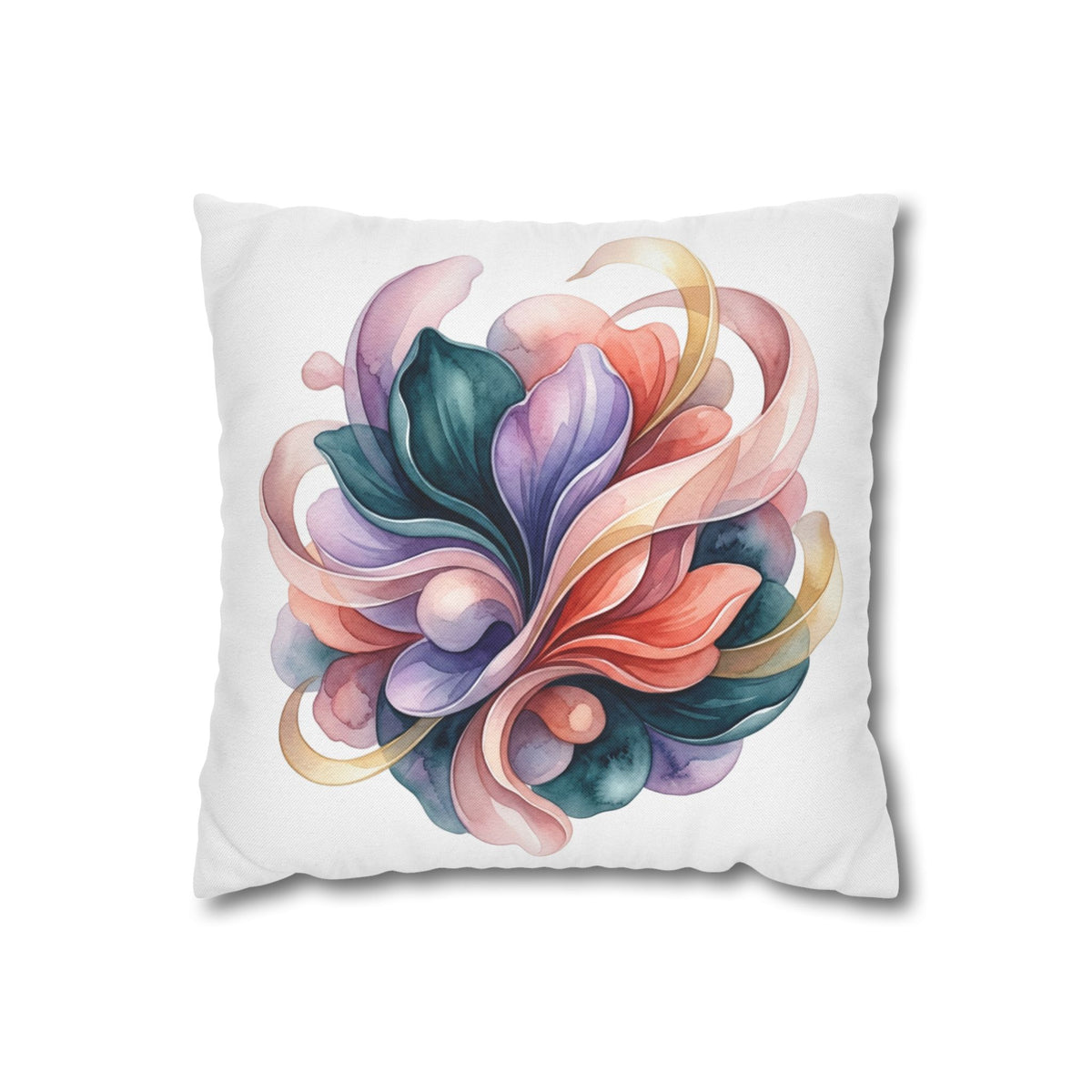 Abstract Floral Accent Pillow White  — Watercolor Swirl Decorative Cushion Cover