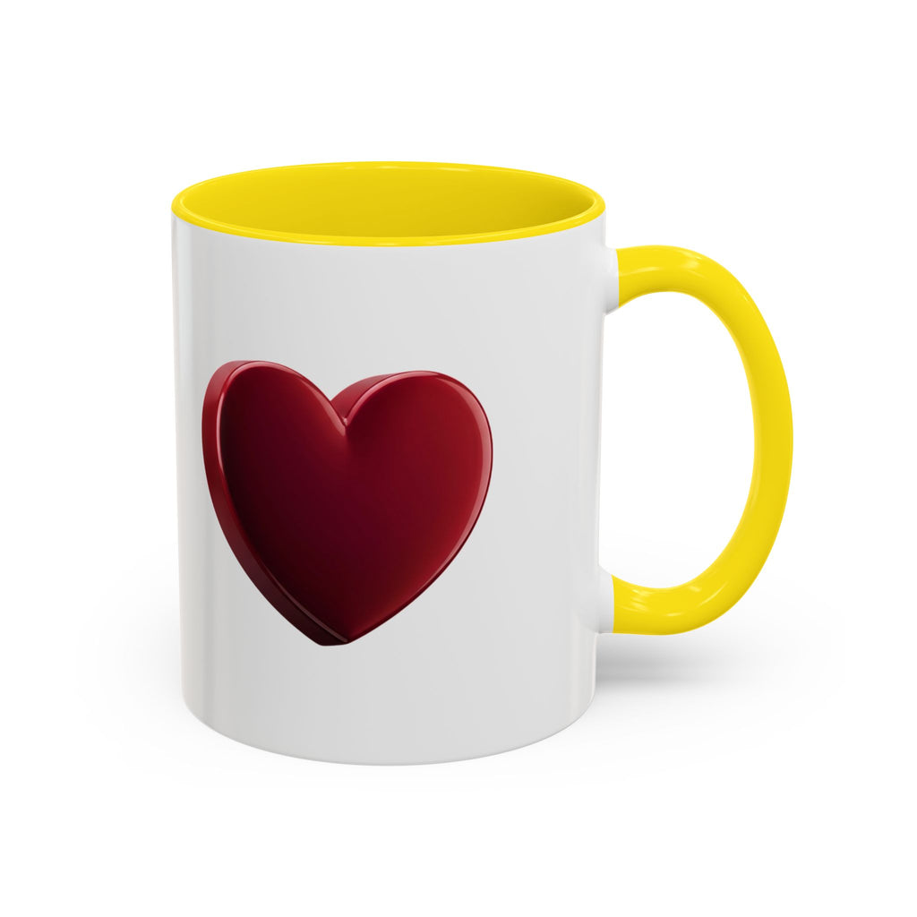 Heart Accent Coffee Mug – Red 3D Heart Design, Valentine’s Day Gift