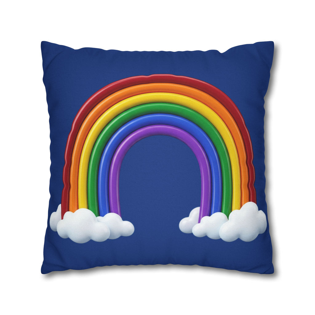 Rainbow Dark Blue Spun Polyester Square Pillowcase