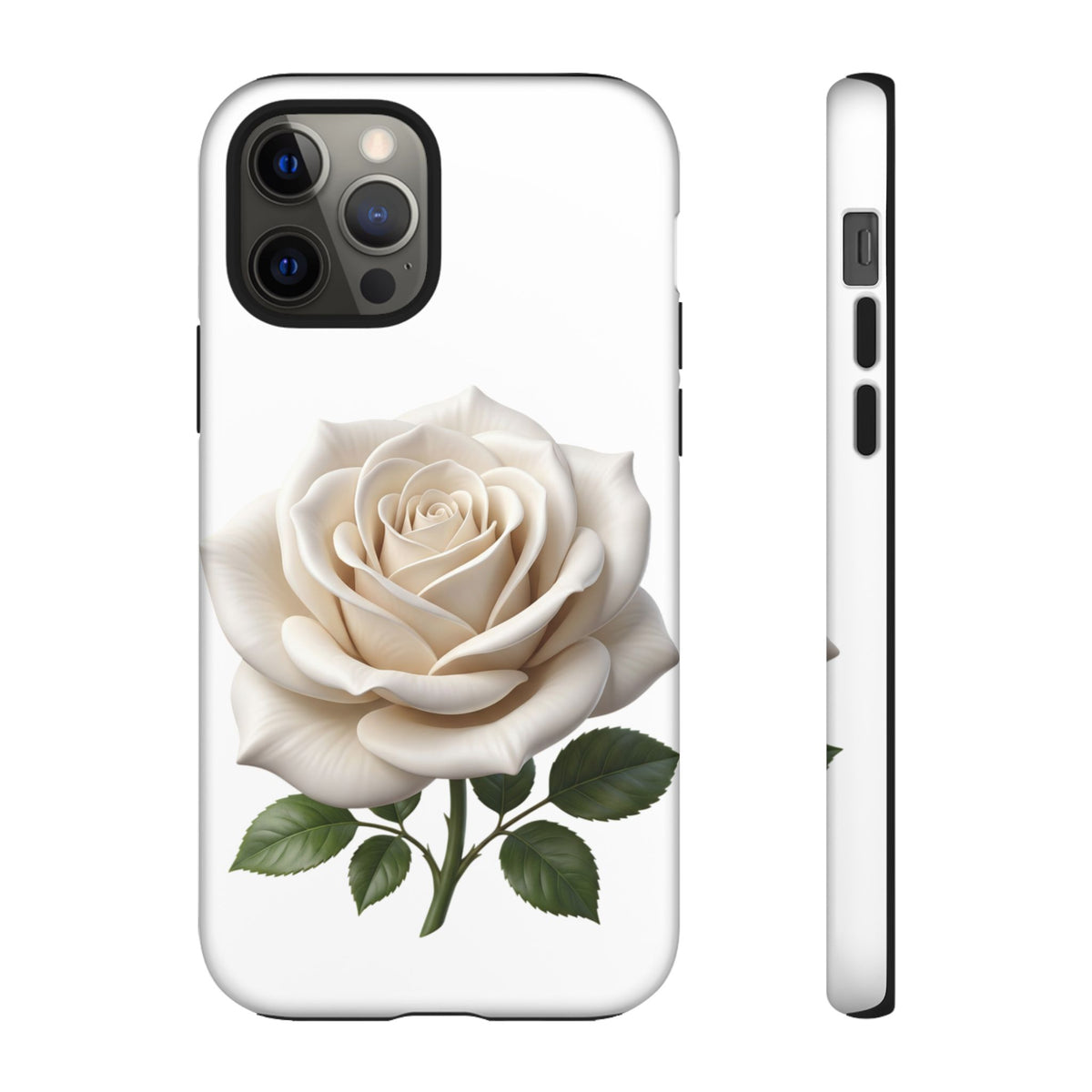 White Rose Tough Phone Case – Elegant Floral Protective Cover
