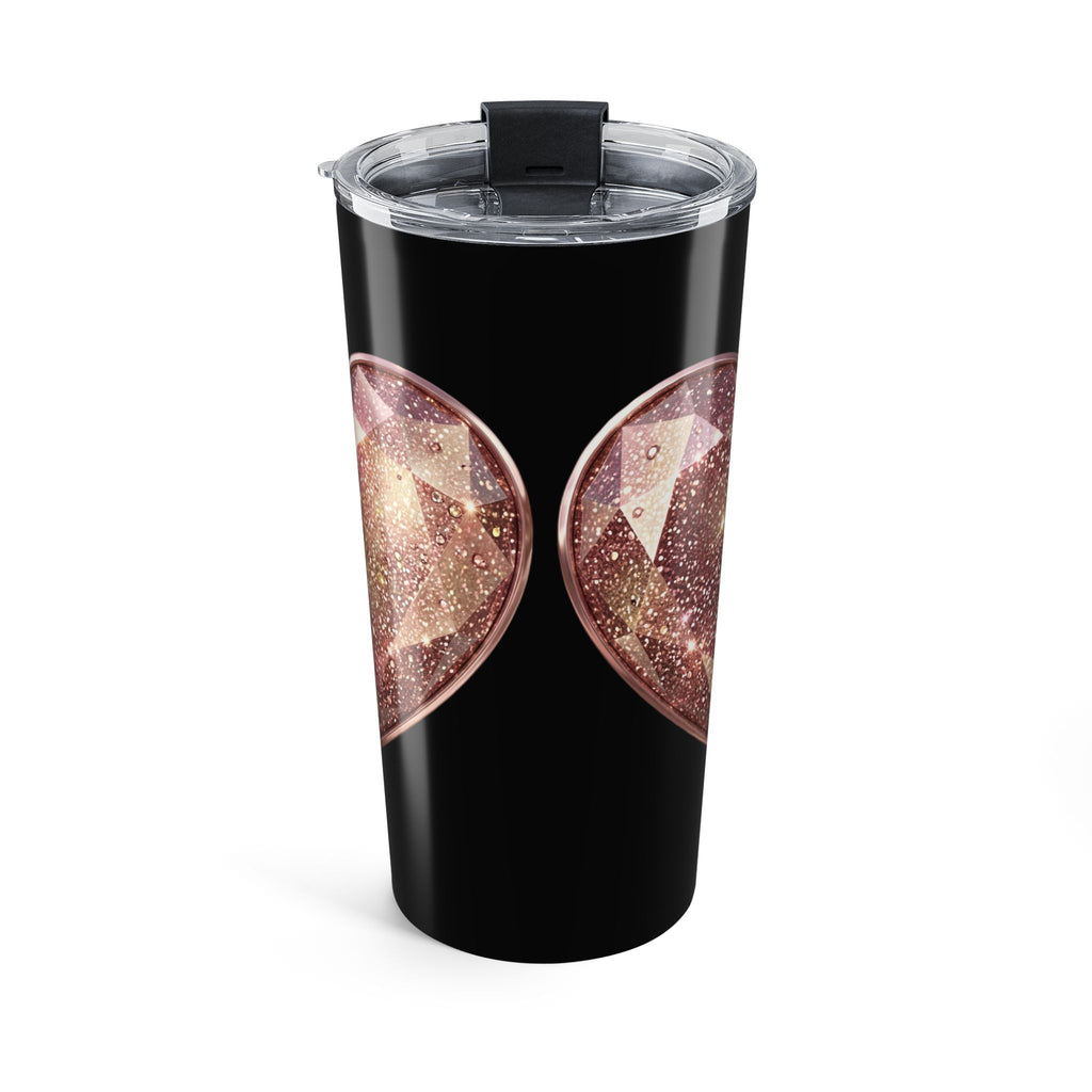 Celestial Rose Gold Moon 20oz Tumbler — Glitter Lunar Travel Cup- Black