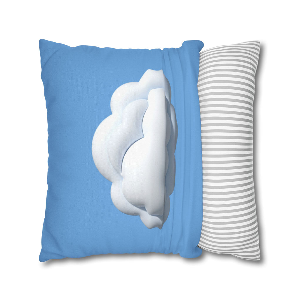 Cloud Print Square Pillowcase — Soft Light Blue Decorative Throw Pillow Cover