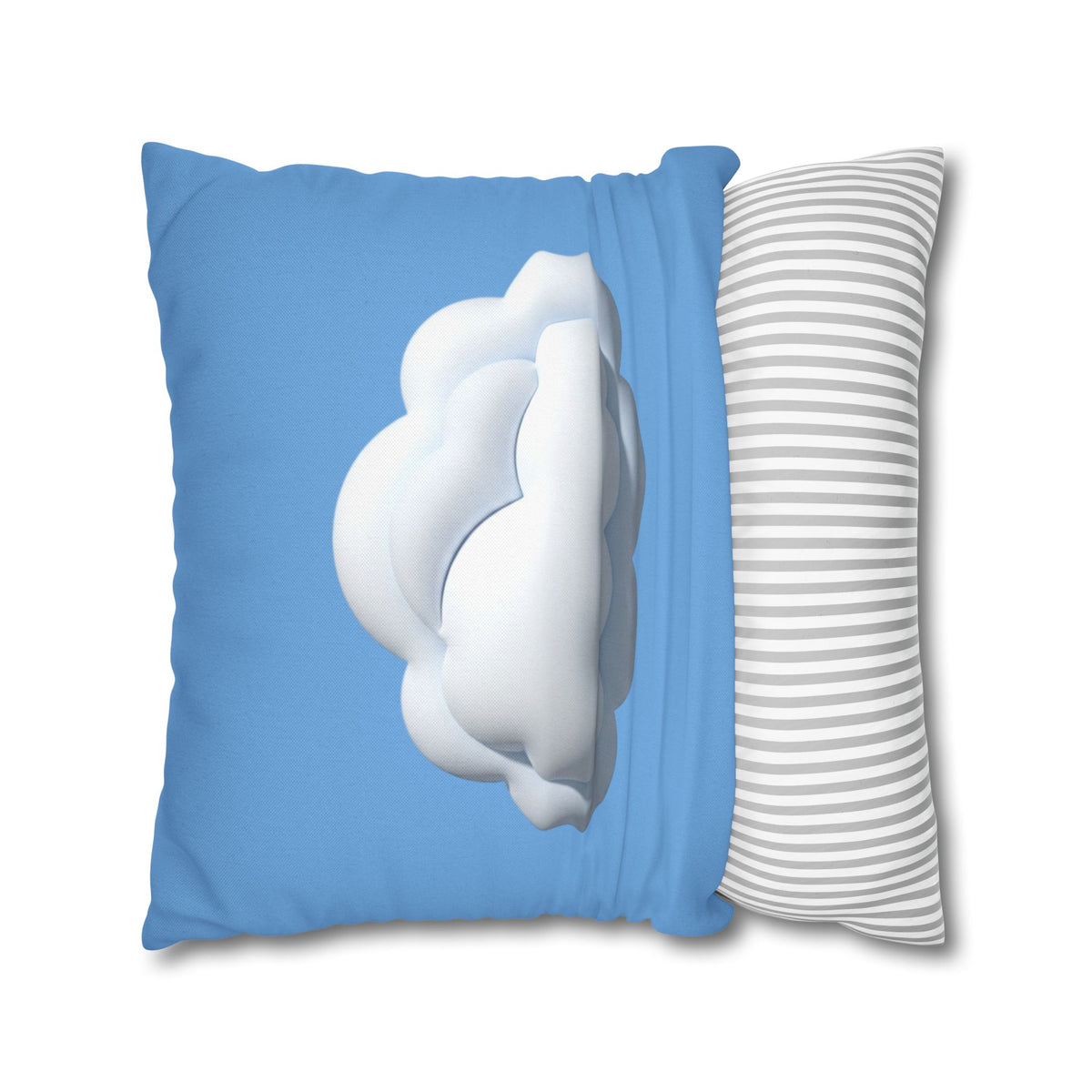 Cloud Print Square Pillowcase — Soft Light Blue Decorative Throw Pillow Cover