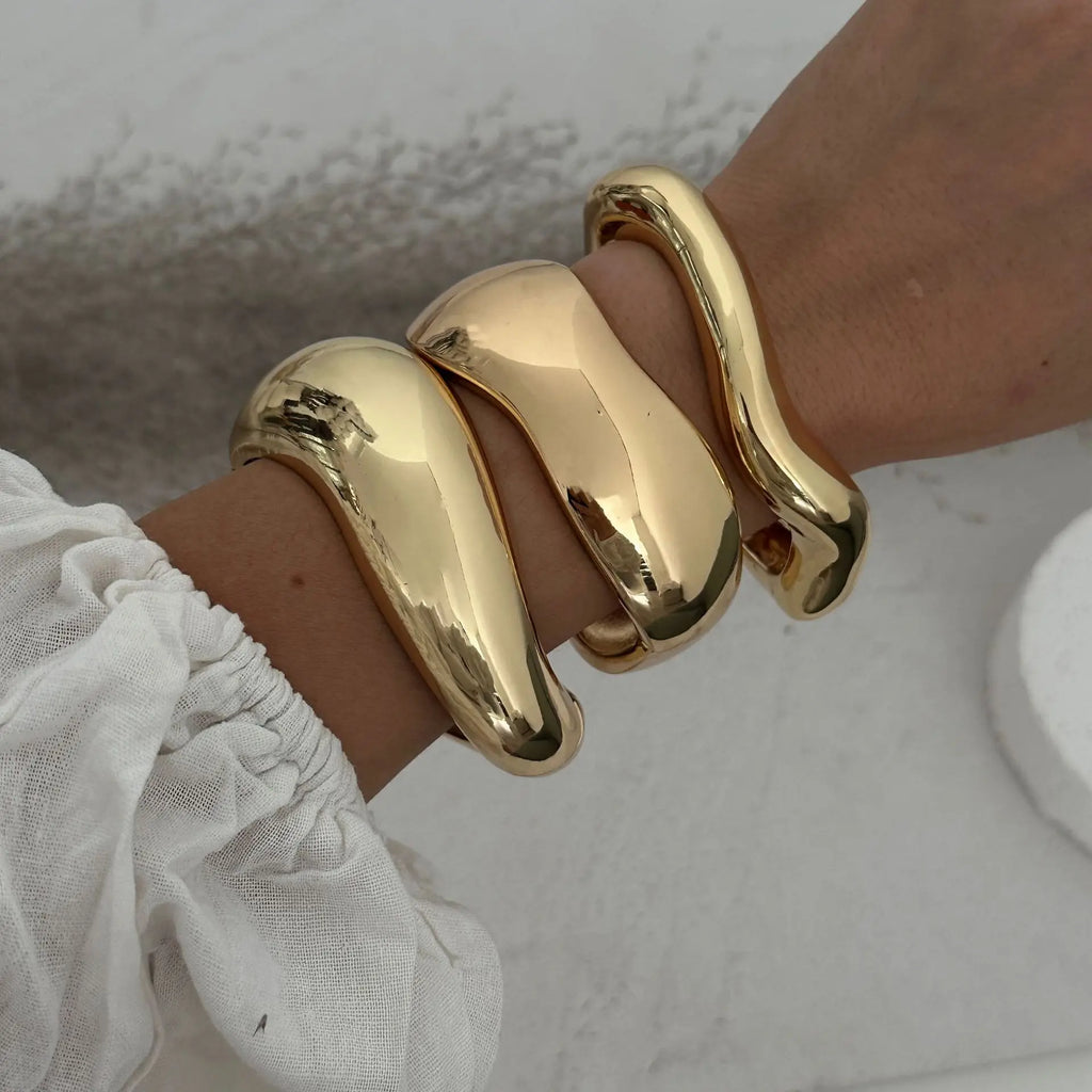 Cuff Wide Bangle Gold & Silver