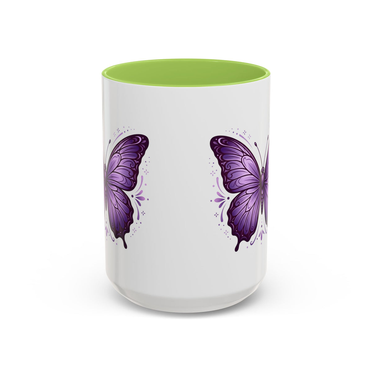 Purple Butterfly Accent Coffee Mug — 11oz & 15oz Decorative Tea Cup