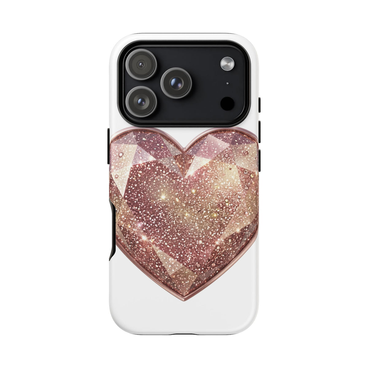 Rose Gold Glitter Crystal Heart Phone Case