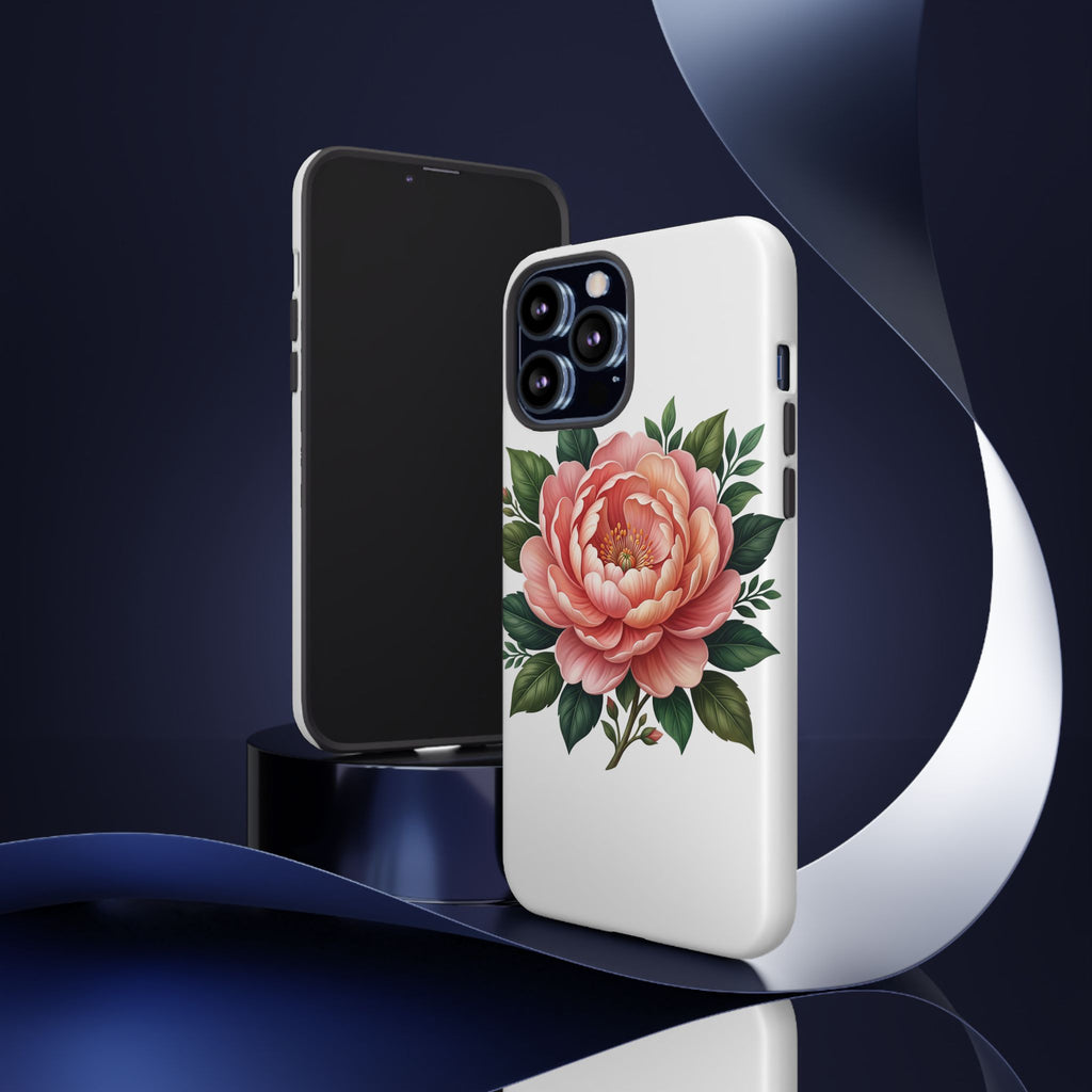 Floral Peony Tough Phone Case — Protective Botanical iPhone Cover