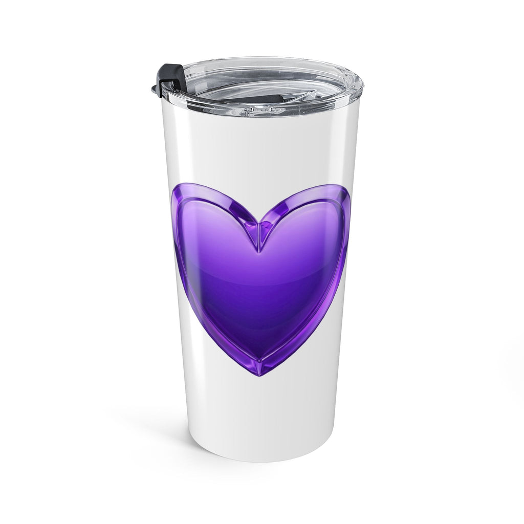 20oz Purple Heart Tumbler — Insulated Travel Cup- White