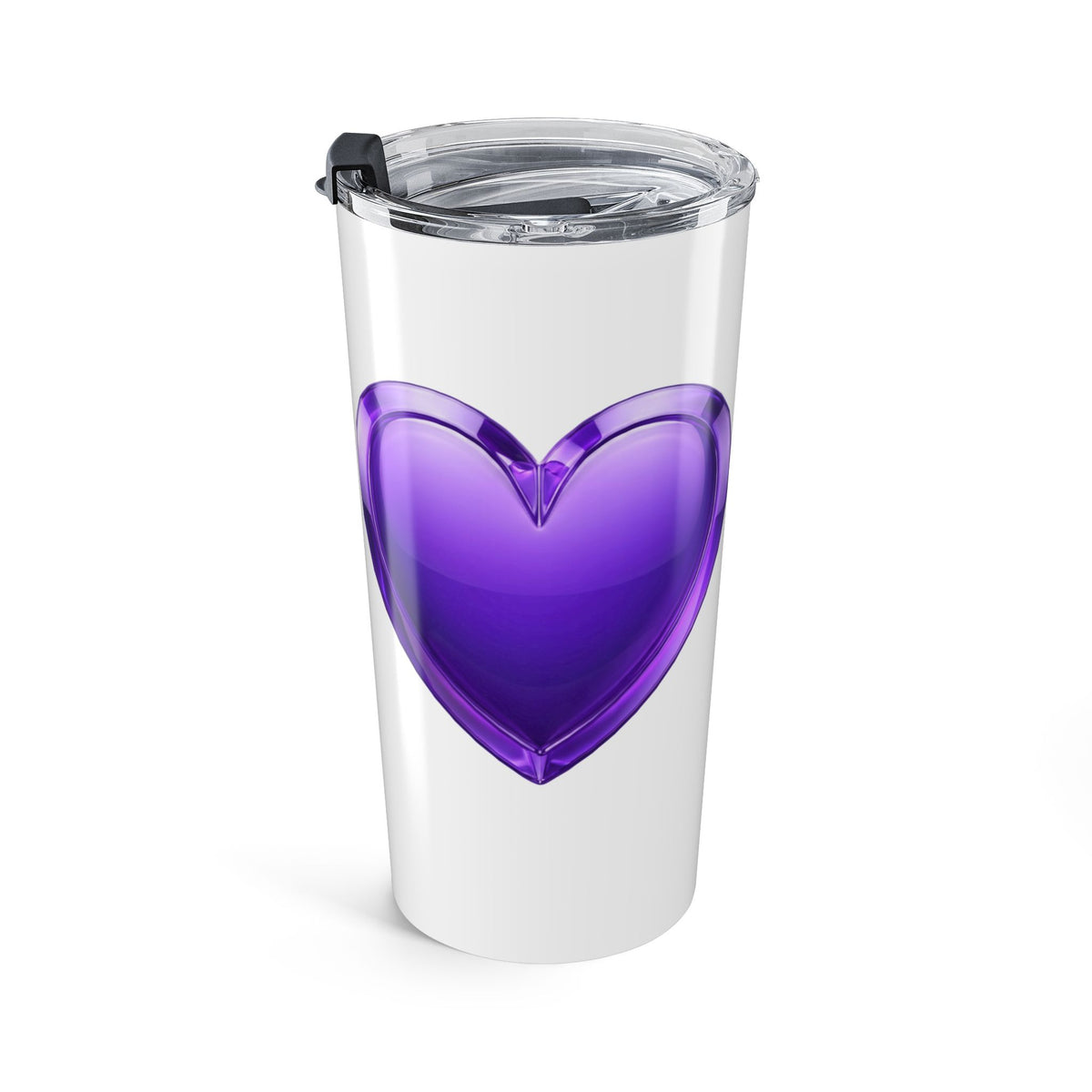 20oz Purple Heart Tumbler — Insulated Travel Cup- White