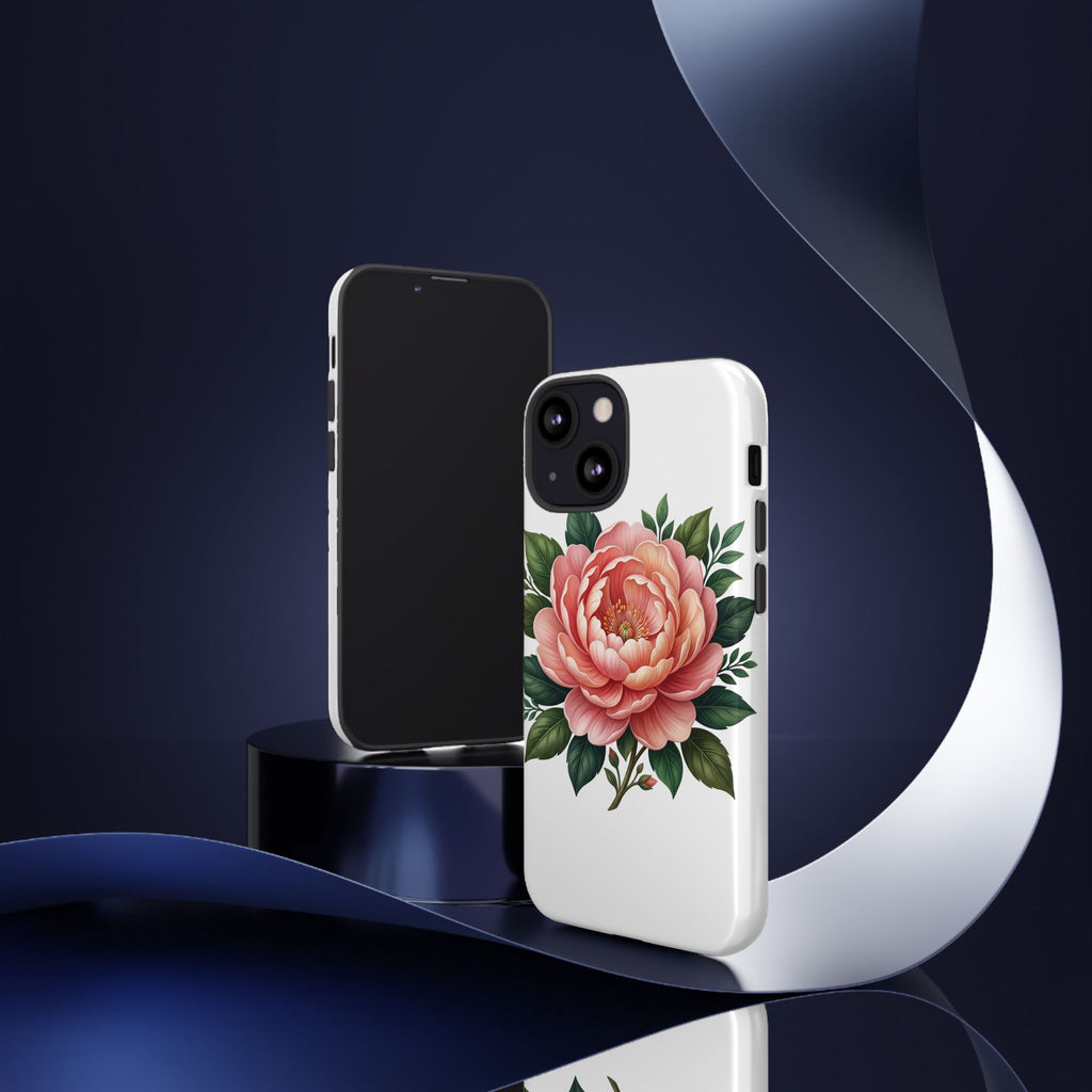 Floral Peony Tough Phone Case — Protective Botanical iPhone Cover