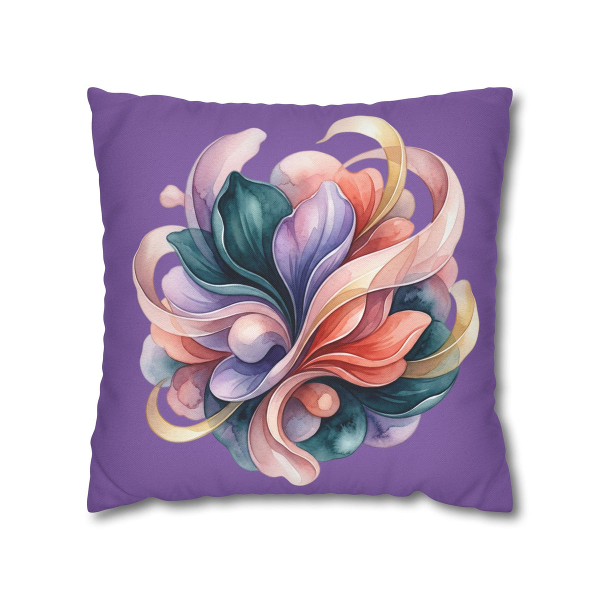 Floral Swirl Decorative Pillowcase — Purple Abstract Bloom Accent