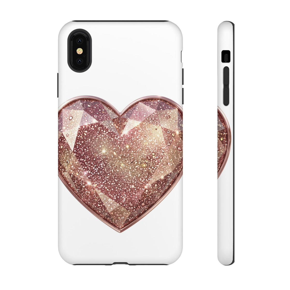Rose Gold Glitter Crystal Heart Phone Case