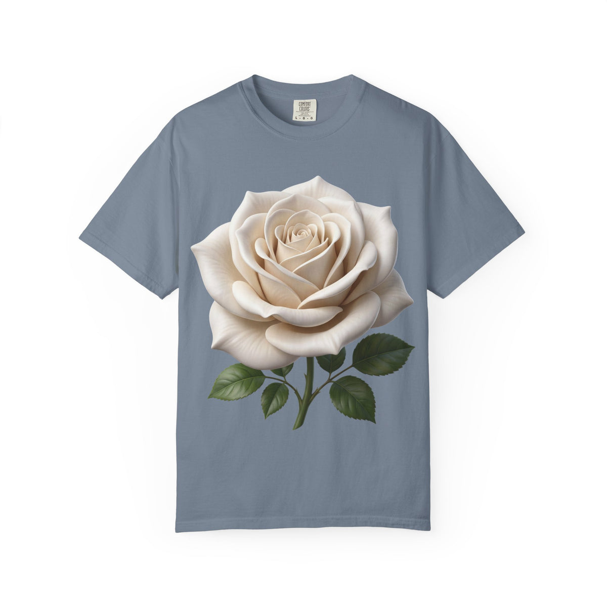 White Rose T-Shirt — Realistic Vintage Floral Tee