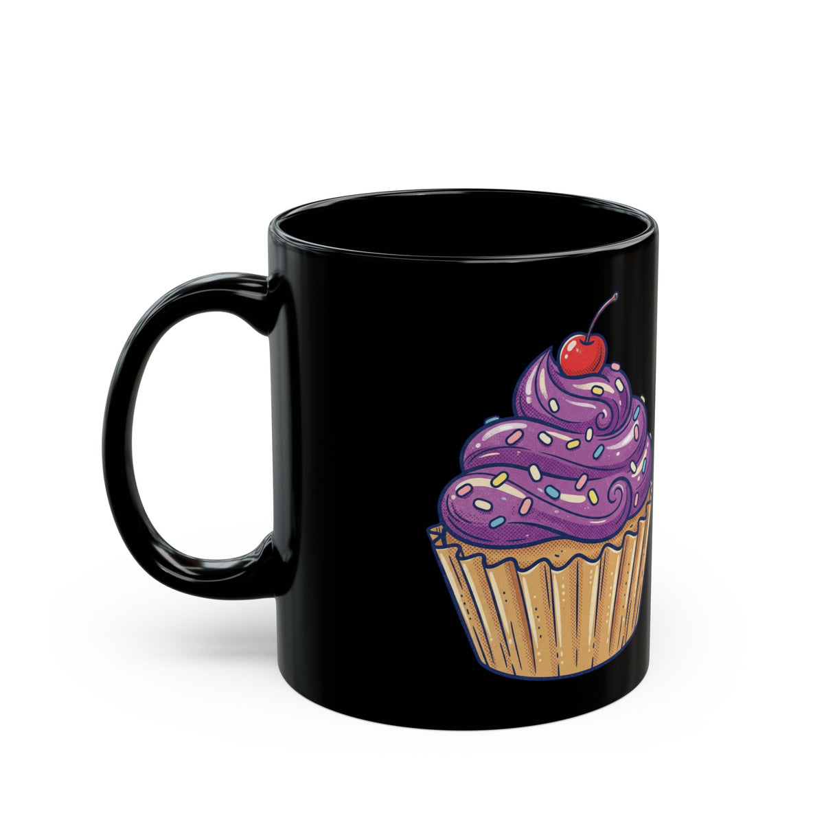 Purple Frosting Cupcake Black Mug (11oz, 15oz)