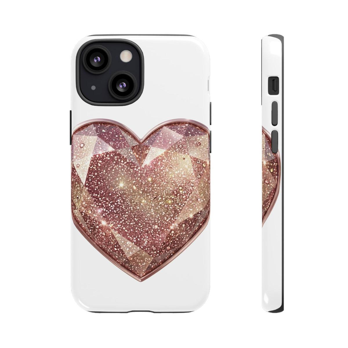 Rose Gold Glitter Crystal Heart Phone Case