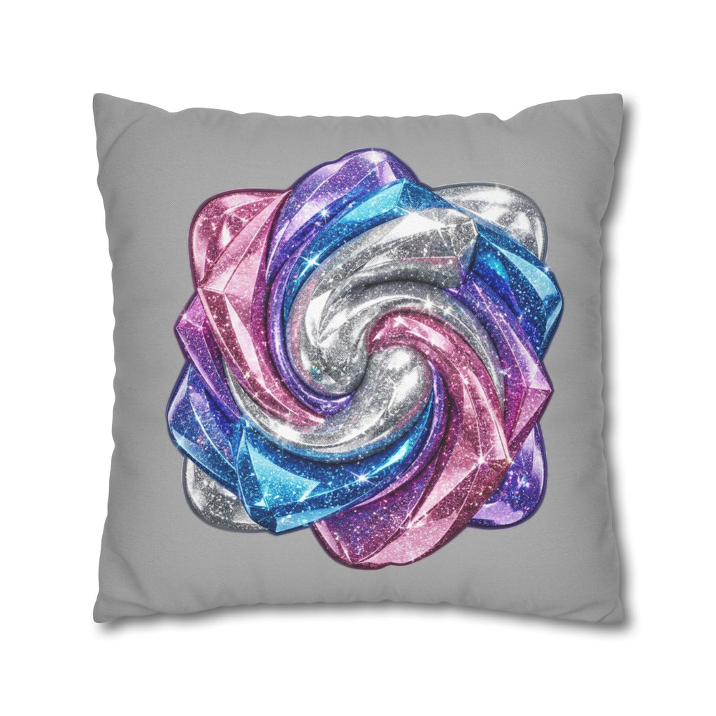 3D Glitter Design Light Grey Spun Polyester Square Pillowcase