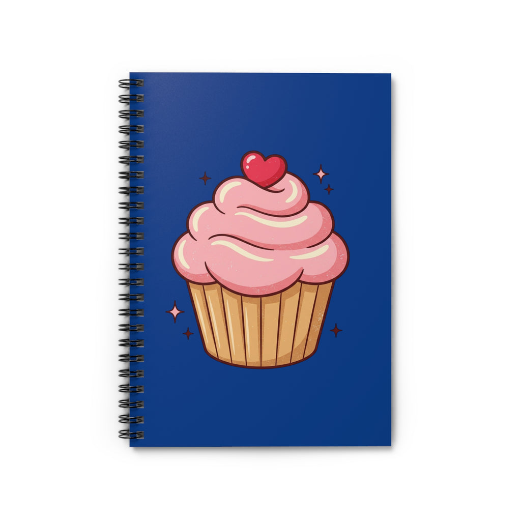 Pink Cupcake Spiral Notebook - Ruled Line- Navy