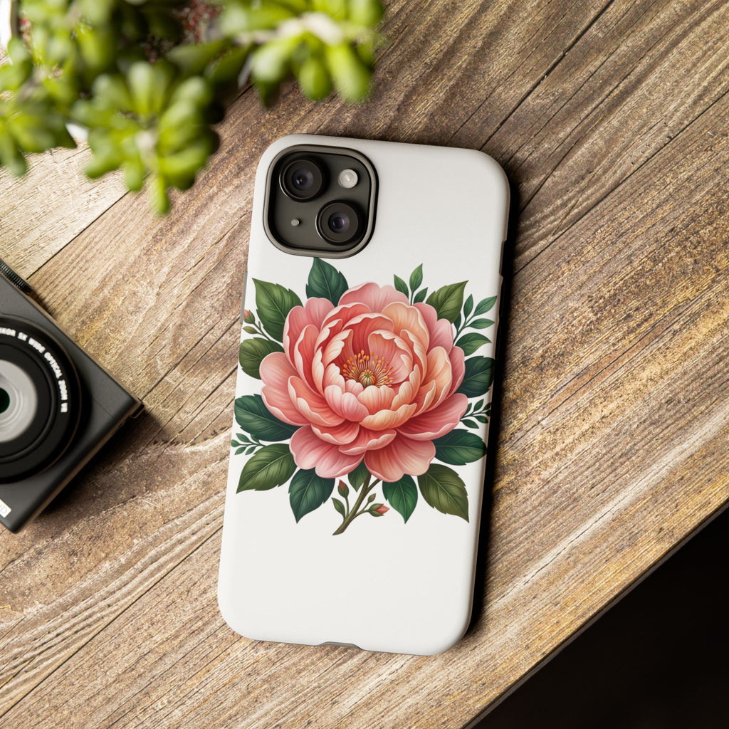 Floral Peony Tough Phone Case — Protective Botanical iPhone Cover