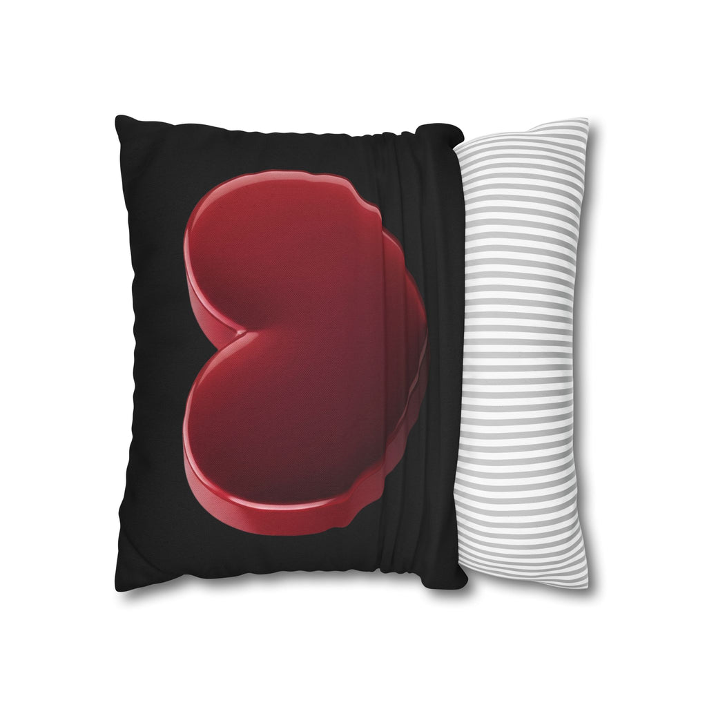 Red Heart Black Spun Polyester Square Pillowcase