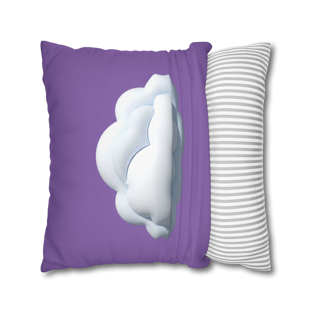 Cloud Graphic Pillowcase — Light Purple Decorative Square Throw Pillow