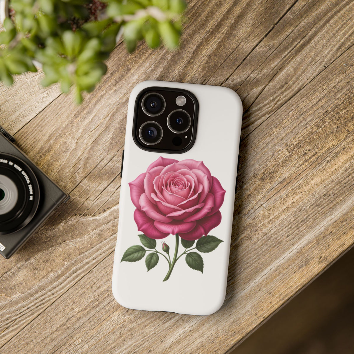 Pink Rose Tough Phone Case — Floral Protective iPhone Cover