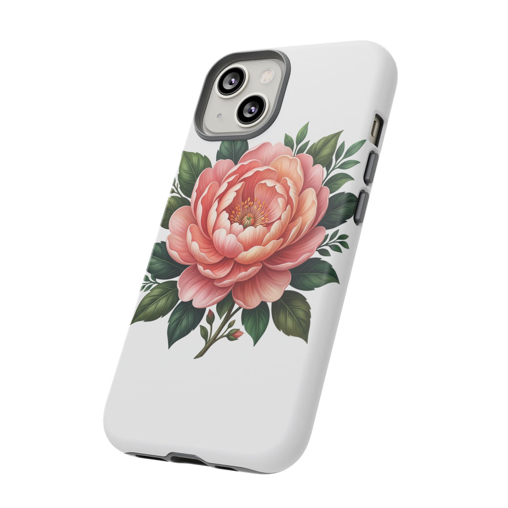 Floral Peony Tough Phone Case — Protective Botanical iPhone Cover