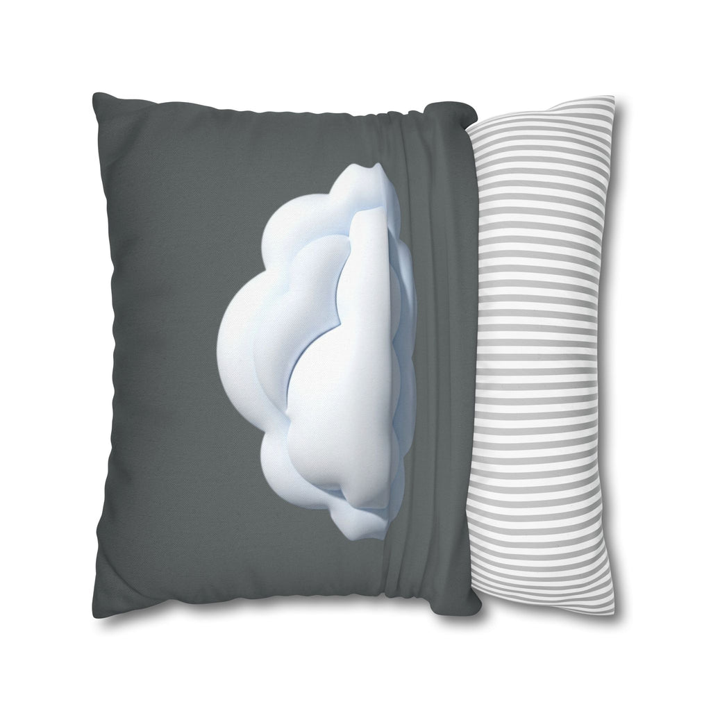Cloud Graphic Dark Grey Pillowcase — Whimsical Grey Decorative Throw Pillow Cover