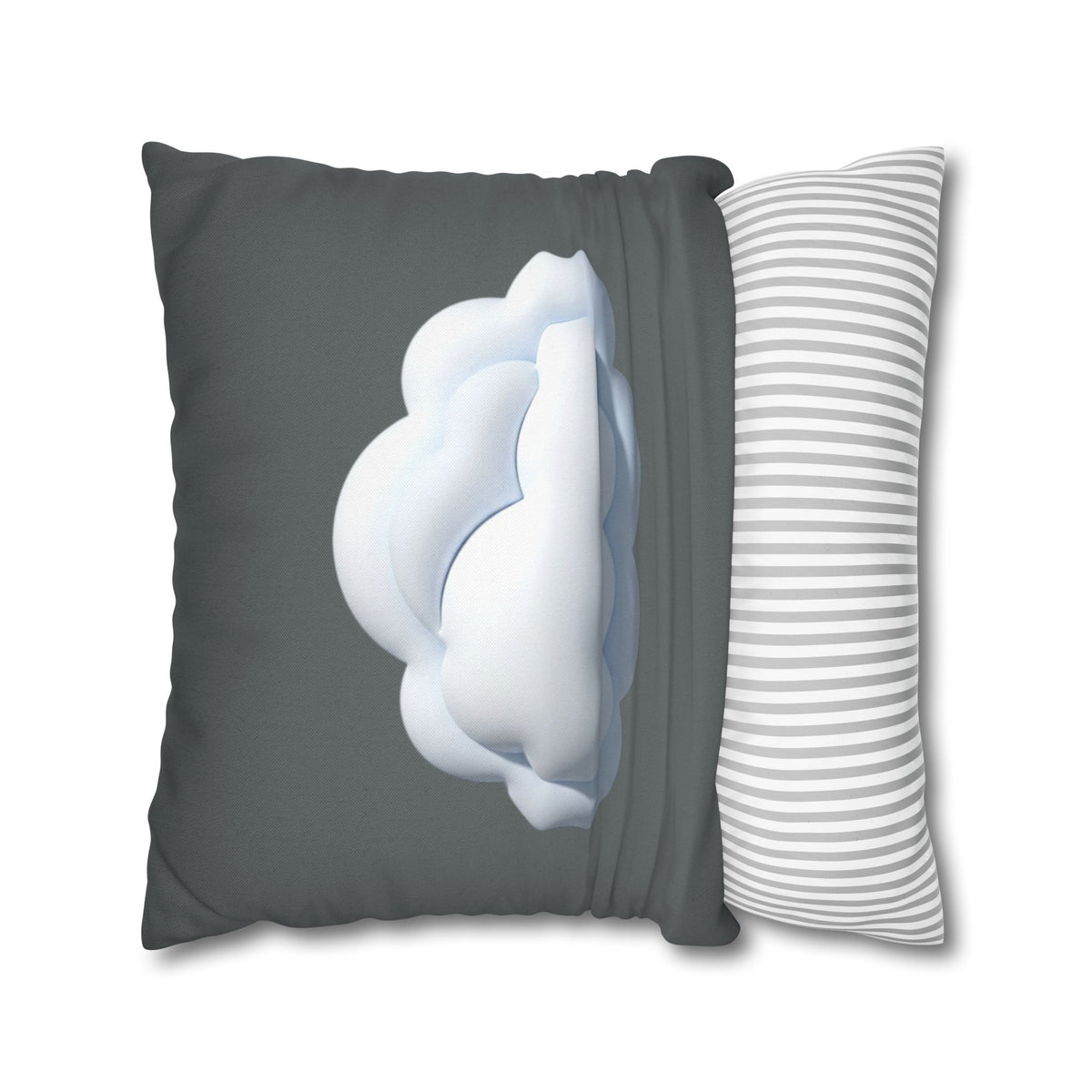 Cloud Graphic Dark Grey Pillowcase — Whimsical Grey Decorative Throw Pillow Cover