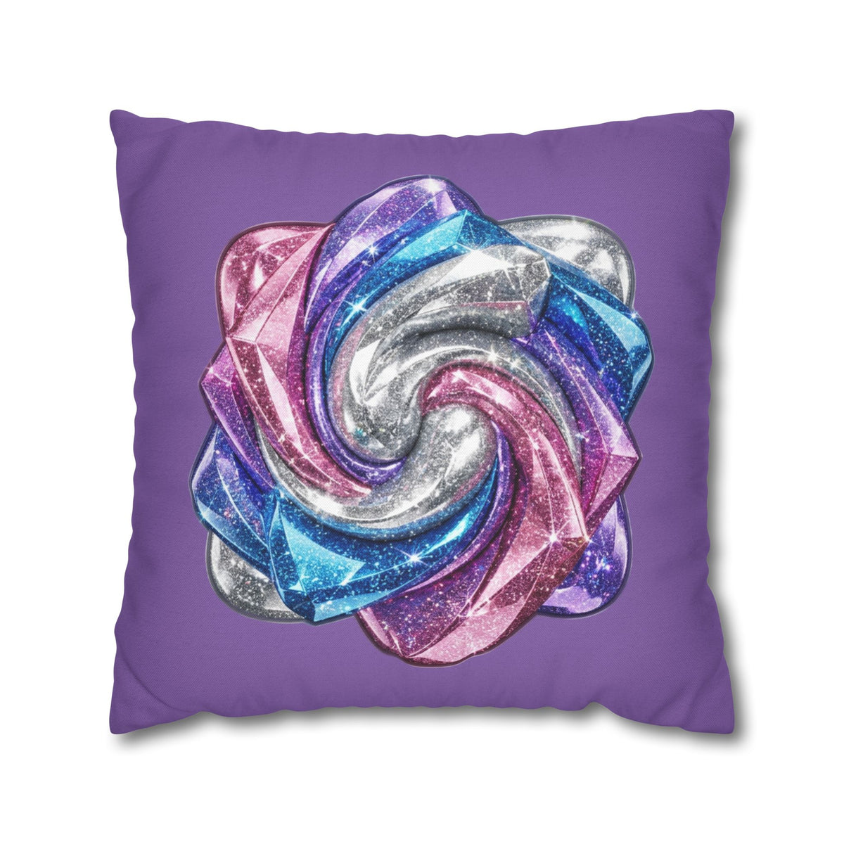 3D Glitter Design Light Purple Spun Polyester Square Pillowcase