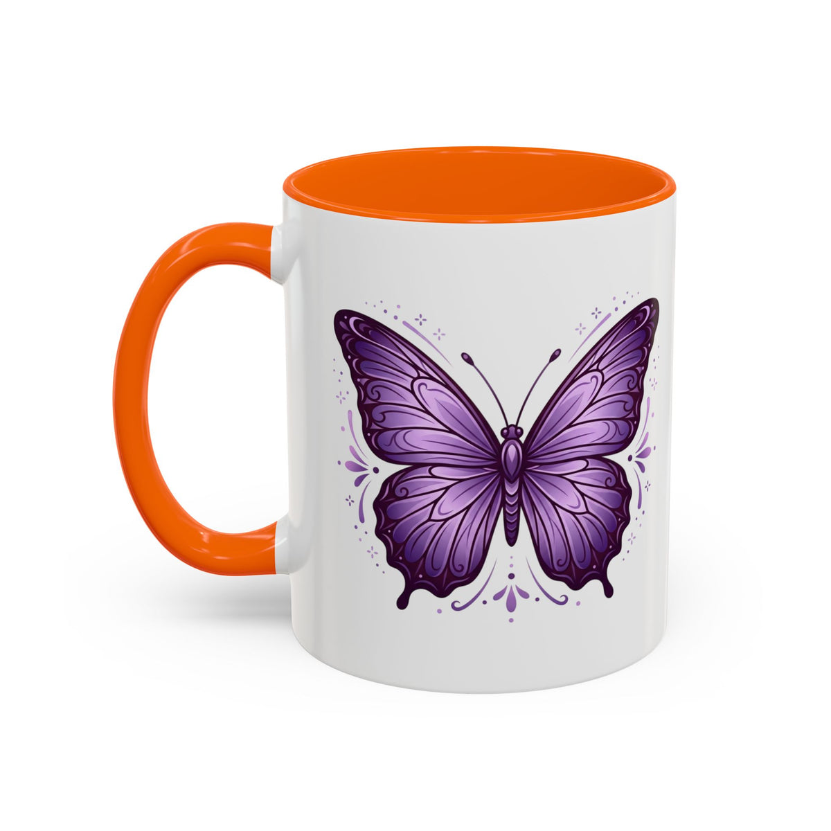 Purple Butterfly Accent Coffee Mug — 11oz & 15oz Decorative Tea Cup