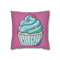 Cupcake Pillowcase — Cute Blue Frosting Decorative Throw Pillow- Light Pink
