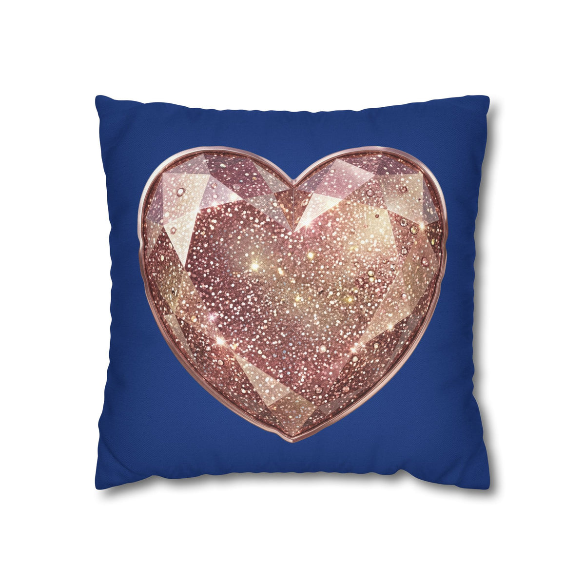 Galaxy Rose Gold Heart Pillowcase — Decorative Square Throw Pillow- Navy