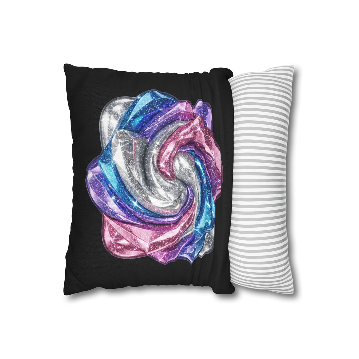 3D Glitter Design Black Spun Polyester Square Pillowcase