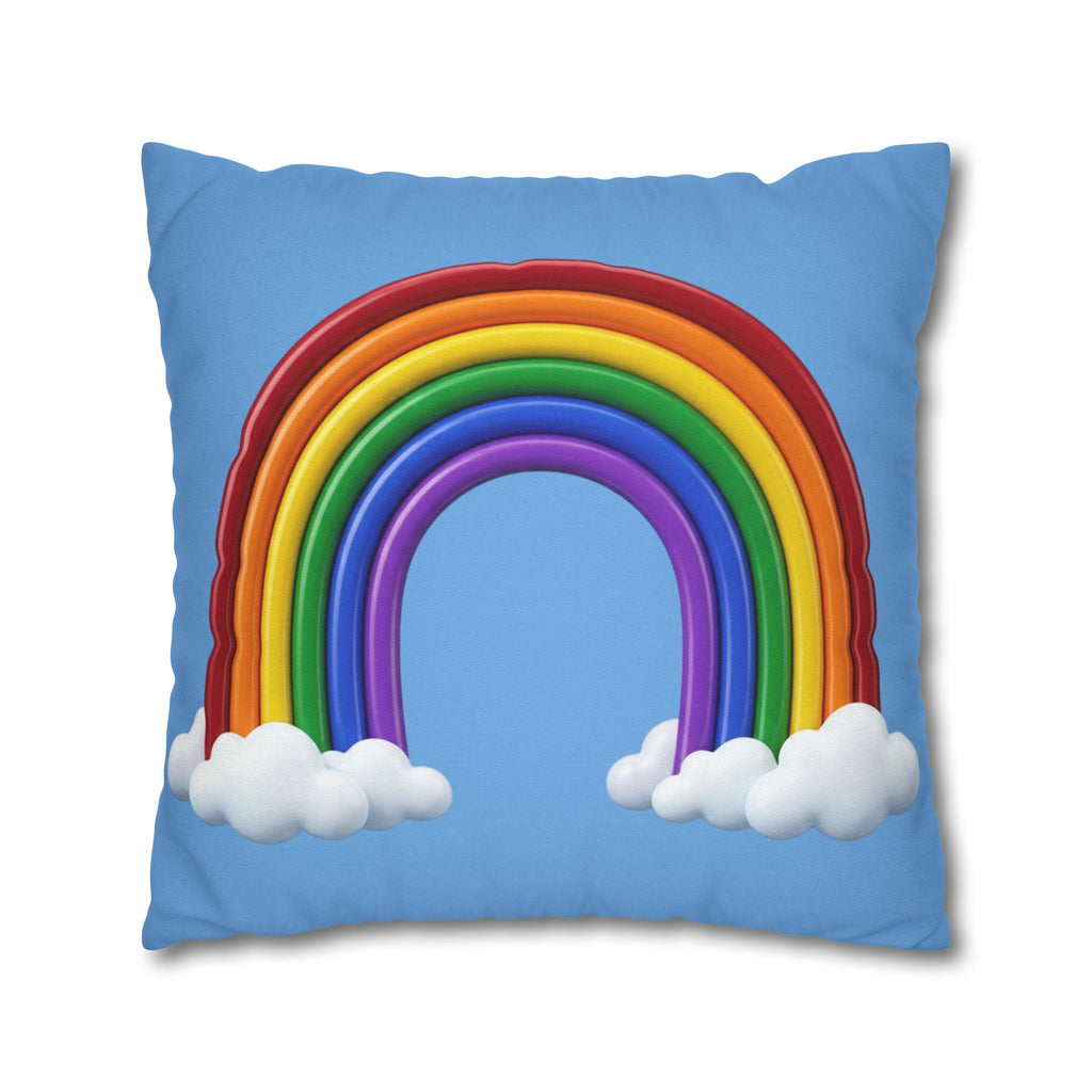 Rainbow Light Blue Spun Polyester Square Pillowcase