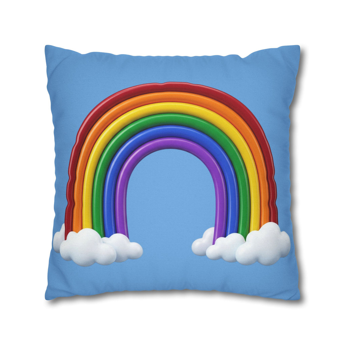 Rainbow Light Blue Spun Polyester Square Pillowcase