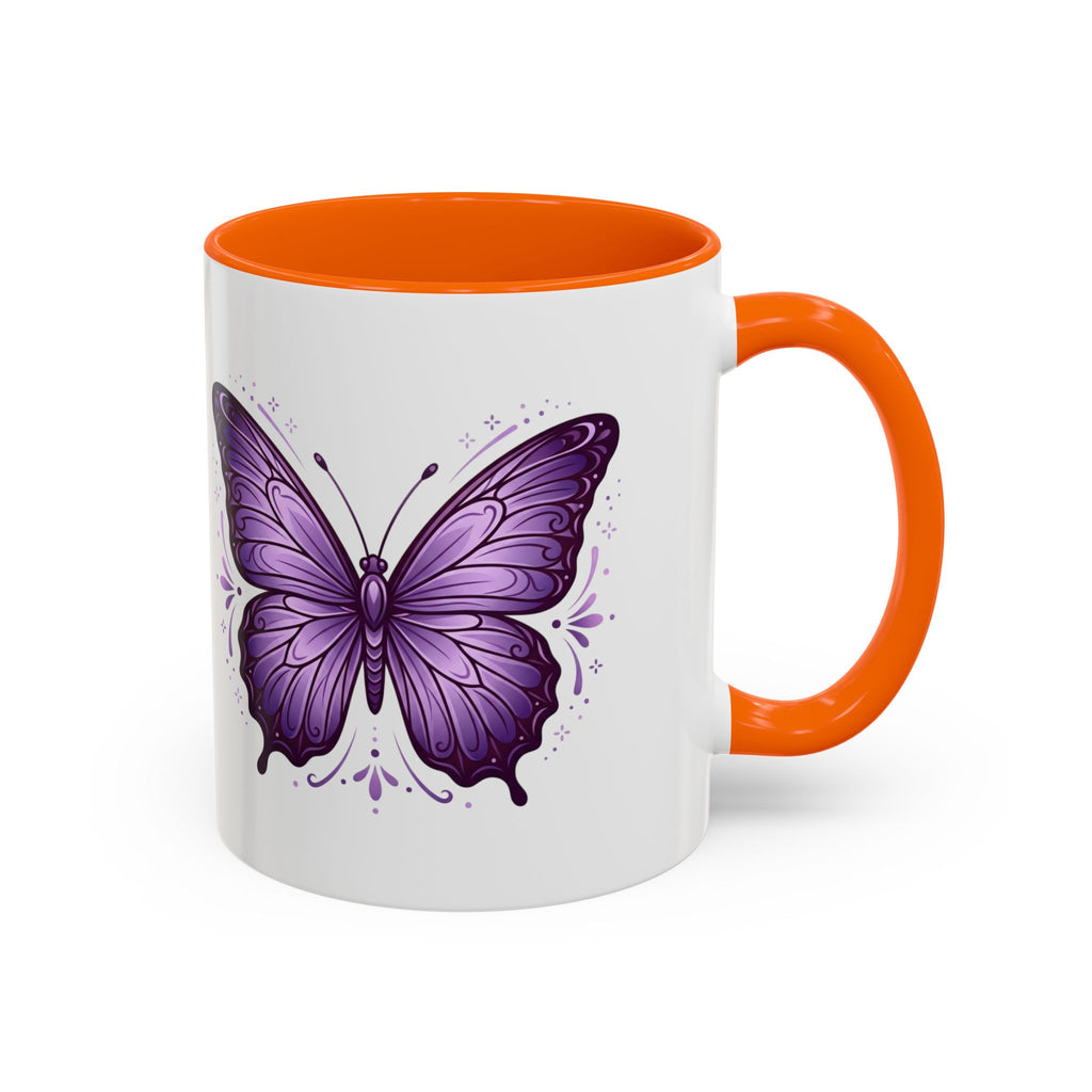 Purple Butterfly Accent Coffee Mug — 11oz & 15oz Decorative Tea Cup