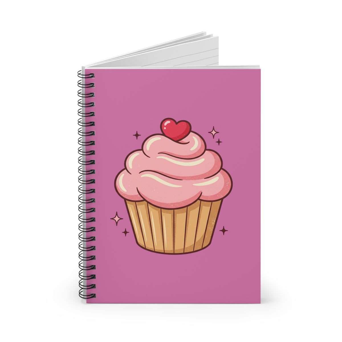 Pink Cupcake Spiral Notebook - Ruled Line- Light Pink
