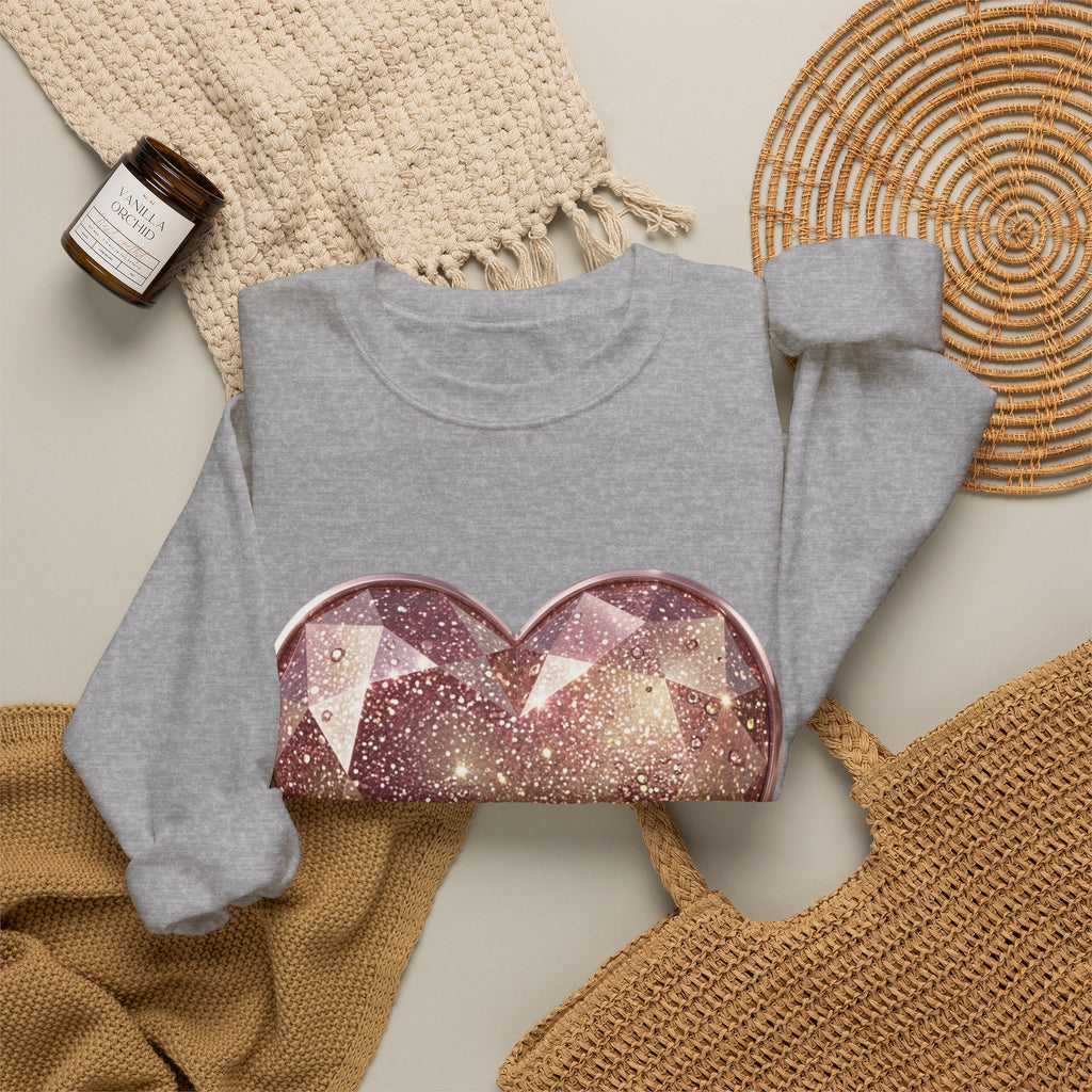 Glitter Gem Heart Sweatshirt — Sparkling Pink Heart Crewneck