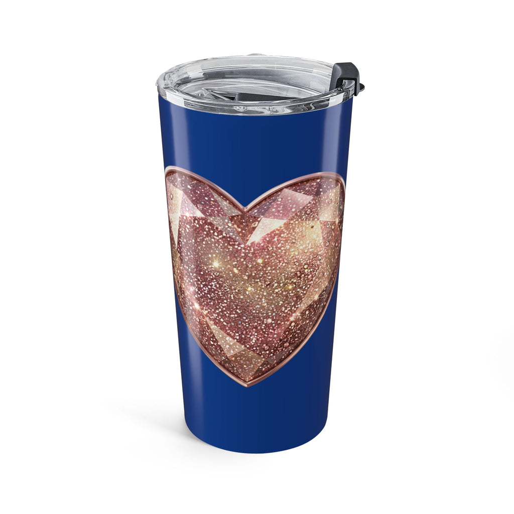 20oz Navy Tumbler with Rose Gold Glitter Star Coasters Design