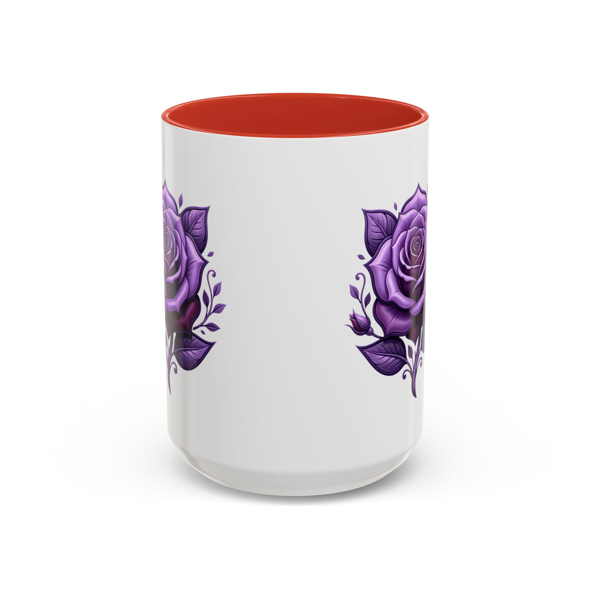 Purple Rose Accent Coffee Mug — Floral Gothic Tea Cup for Women & Gifts
