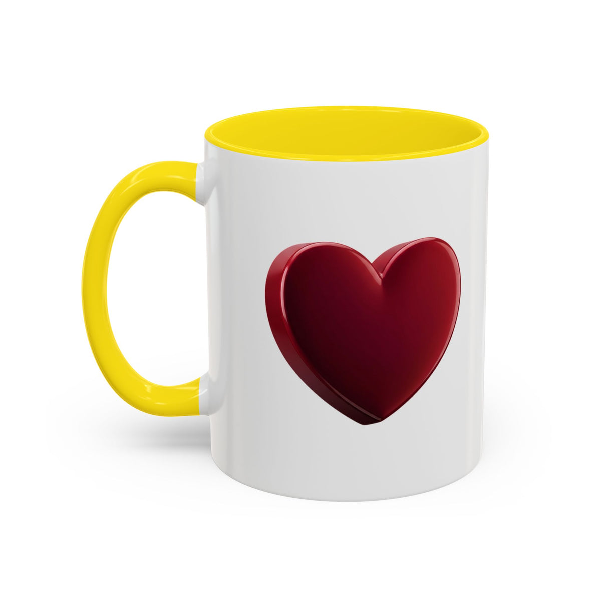 Heart Accent Coffee Mug – Red 3D Heart Design, Valentine’s Day Gift