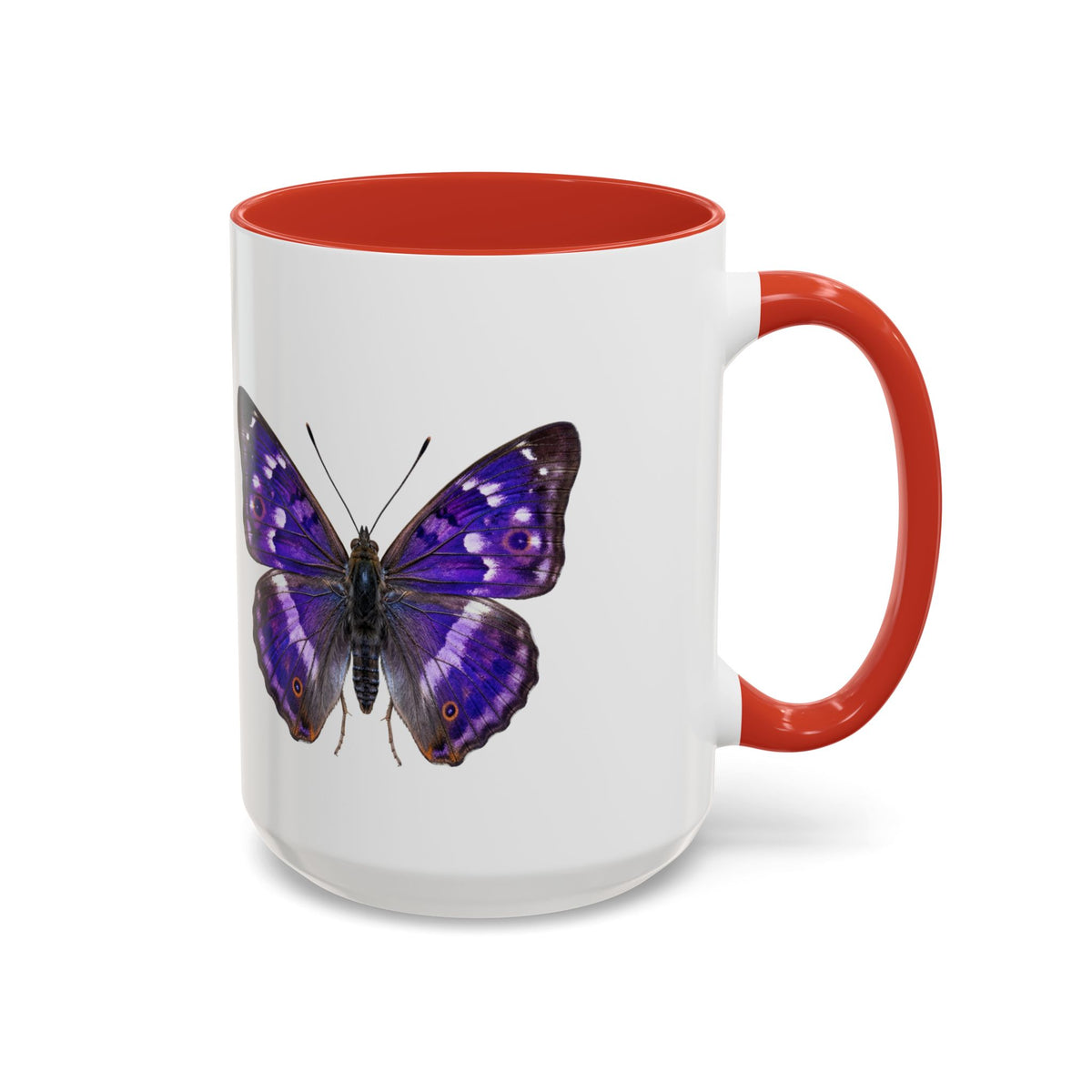 Purple Butterfly Accent Coffee Mug – Elegant Floral Butterfly Ceramic Cup