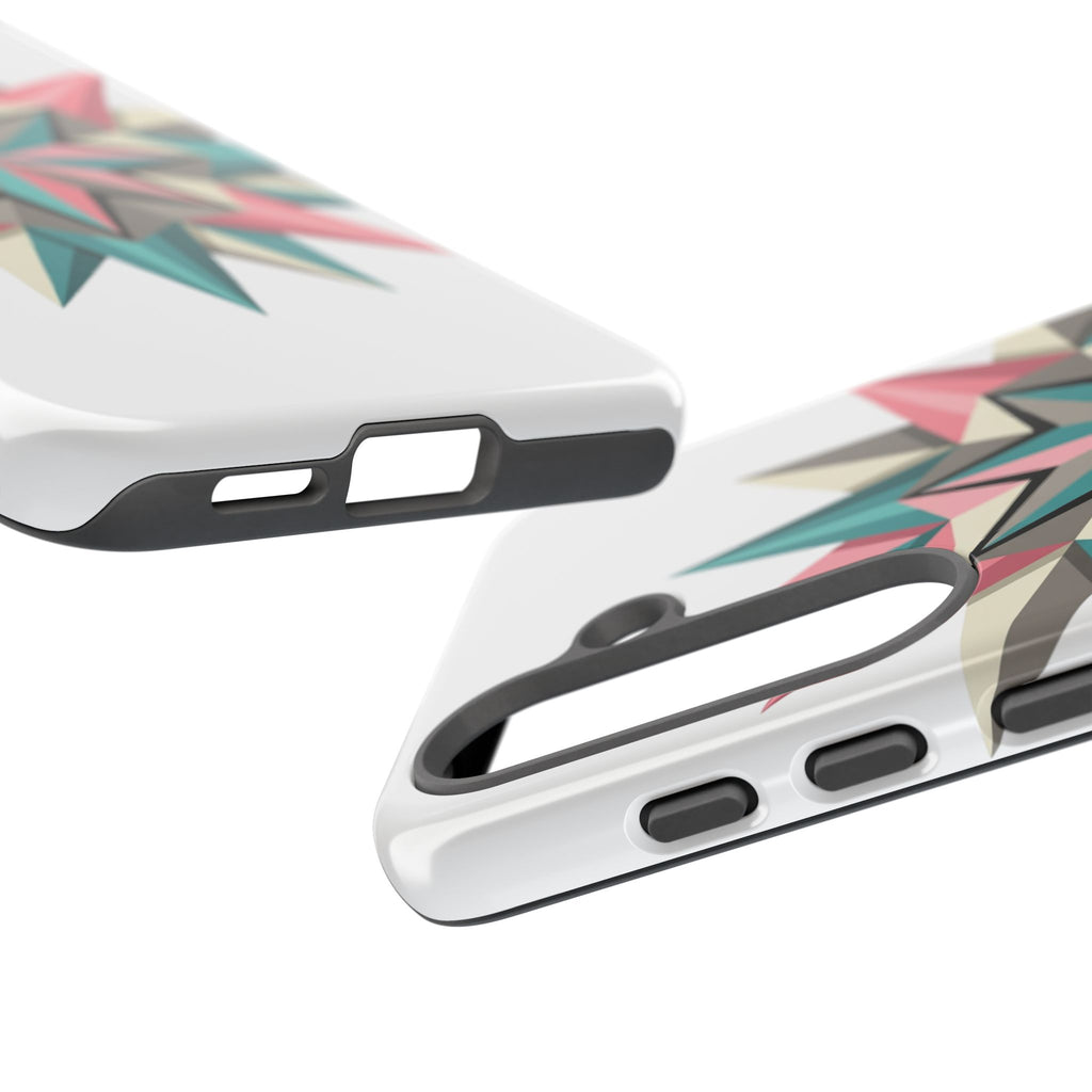 Geometric Star Tough Phone Case – Pink Teal Compass Design