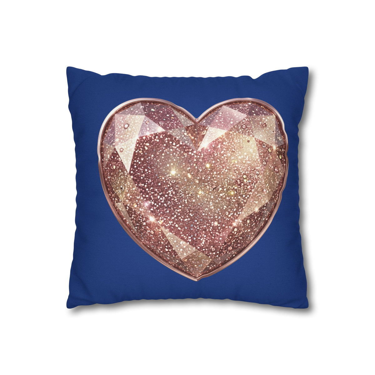 Galaxy Rose Gold Heart Pillowcase — Decorative Square Throw Pillow- Navy