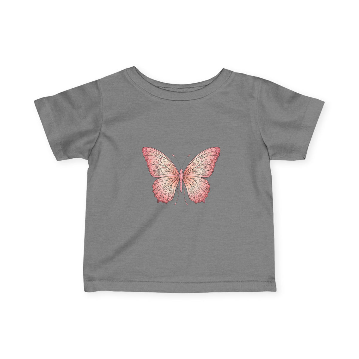 Infant Tee with Pink Watercolor Butterfly — Baby Girl Spring Floral Shirt