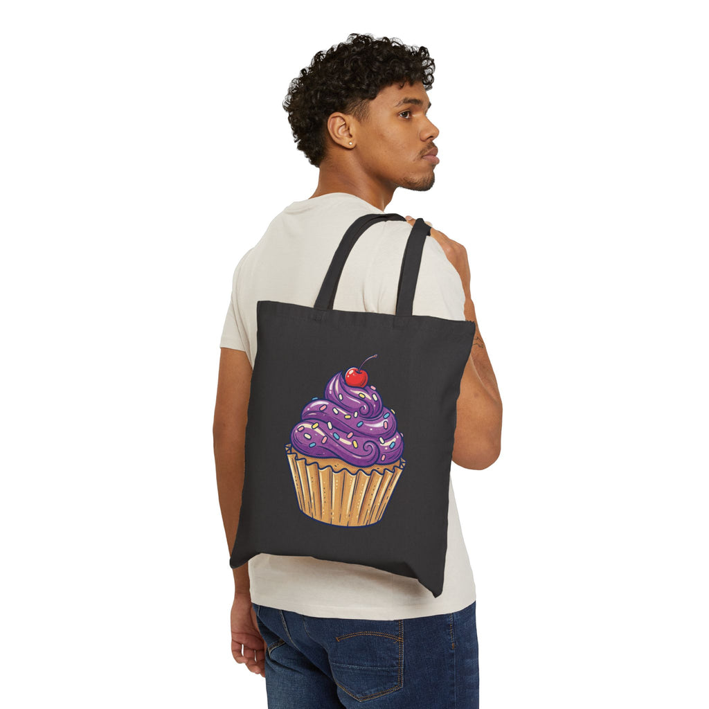Purple Cupcake Cotton Canvas Tote Bag